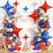 Blue Red Star Balloons, 16 PCS Silver Four Angle Star Foil Balloons, 26 Inch and 10 Inch Red Blue Stars Shaped Balloon for Graduation Birthday Baby Shower Anniversary Independence Day Party Decor